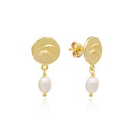 SANTORINI ANCIENT COIN STUD EARRINGS WITH PEARL